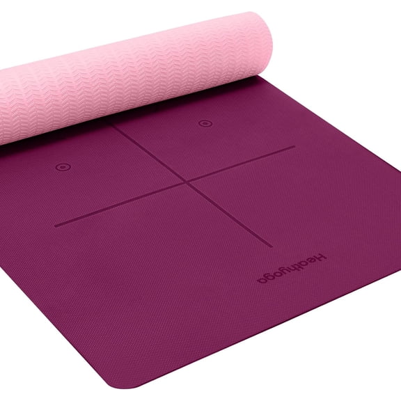 Eco Friendly Non Slip Yoga Mat, Body Alignment System, SGS Certified TPE Material - Textured Surface and Optimal Cushioning,72"x 26" Thickness 1/4"
