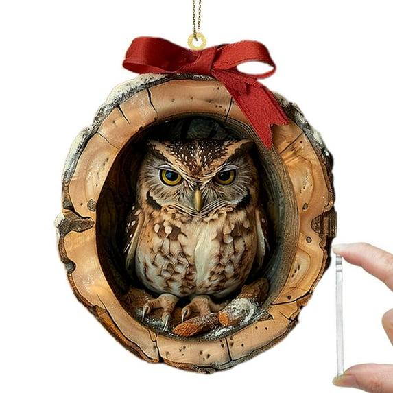 Eco-Friendly Owl Christmas Ornaments: Festive Tree Decorations, 3.1 Inches Diameter