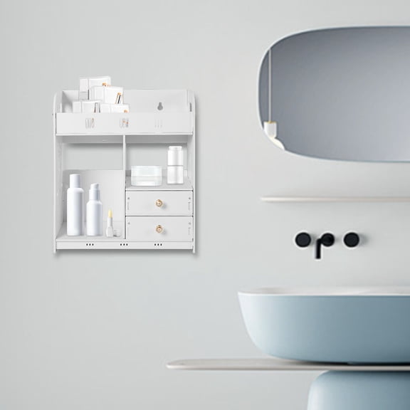 Eco-Friendly PVC Wall Bathroom Cabinet - Stylish Storage Solution with Double Drawers