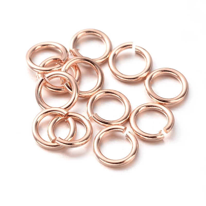 Eco-Friendly PVD Vacuum Plating Long-Lasting Plated Brass Open Jump Rings Round Rose Gold 21 Gauge 4x0.7mm Inner Diameter: 2.4mm