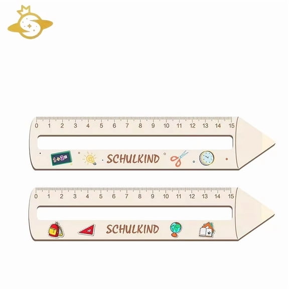 Eco-Friendly Pencil-Shaped Wooden Rulers 2-Pack 5.91 Inch Natural Measuring Tool