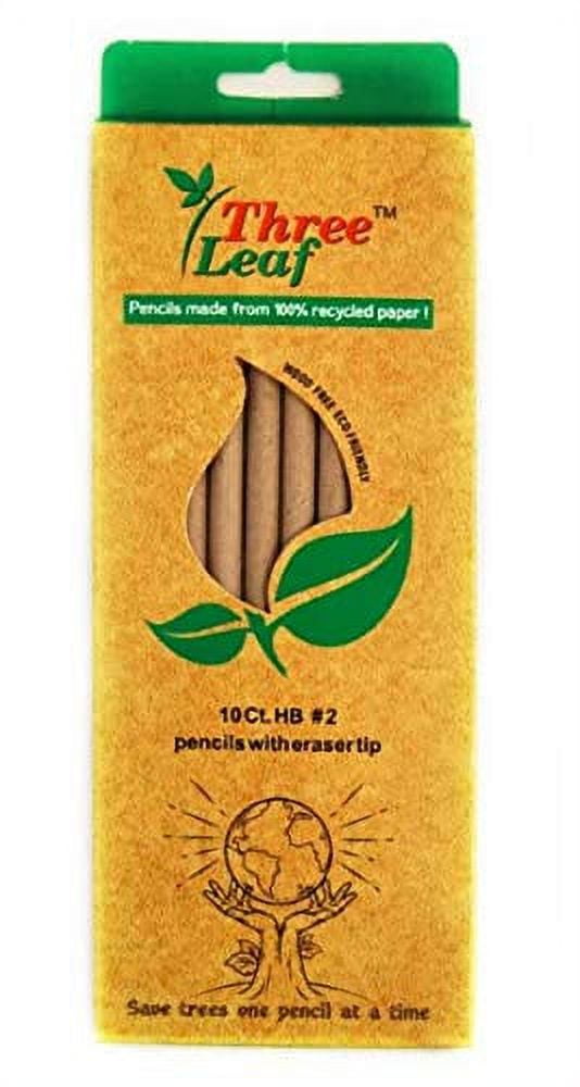 Eco Friendly Pencils Pack of 10 Recycled Paper Pencils with LatexFree Eraser, Number 2 HB