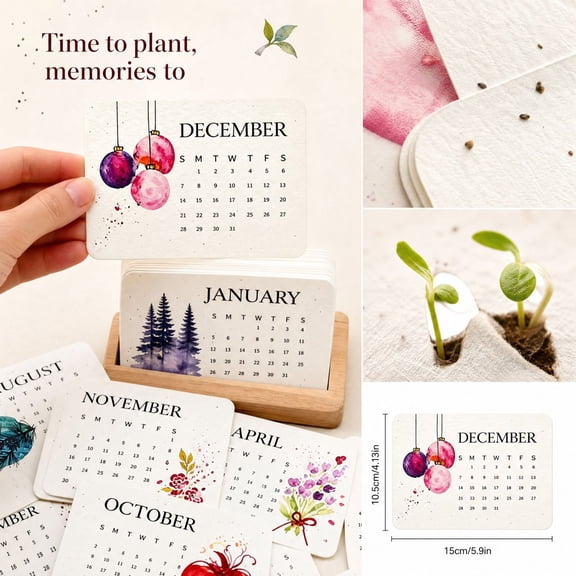 Eco-Friendly Plantable Love Seed Calendar 2026, Biodegradable Seed Paper Planner with Wildflower Seeds, Monthly Planning Calendar for Gifting, Gardening, Green Living and Home Decor