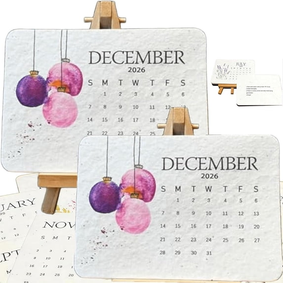 Eco-Friendly Plantable Love Seed Calendar 2026, Perfect Modern Greening Calendars Planner, Month Biodegradable Seed Paper Planner with Wildflower, Herb & Fruit Seeds for Garden & Decor (2pcs)