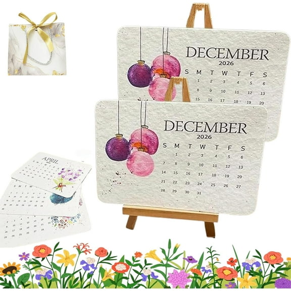 Eco-Friendly Plantable Love Seed Calendar 2026,Seed Calendar Plantable,Month Biodegradable Seed Paper Planner With Wildflower, Herb & Fruit Seeds For Garden & Decor(2set)