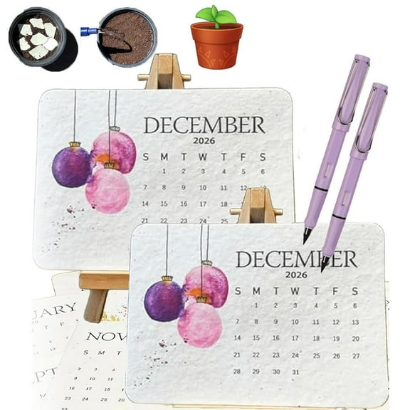 Eco-Friendly Plantable Love Seed Calendar 2026, Sustainable Monthly Green Planner With stand, Month Biodegradable Seed Paper with Wildflower for Gifting, Gardening, Living, Home Decor