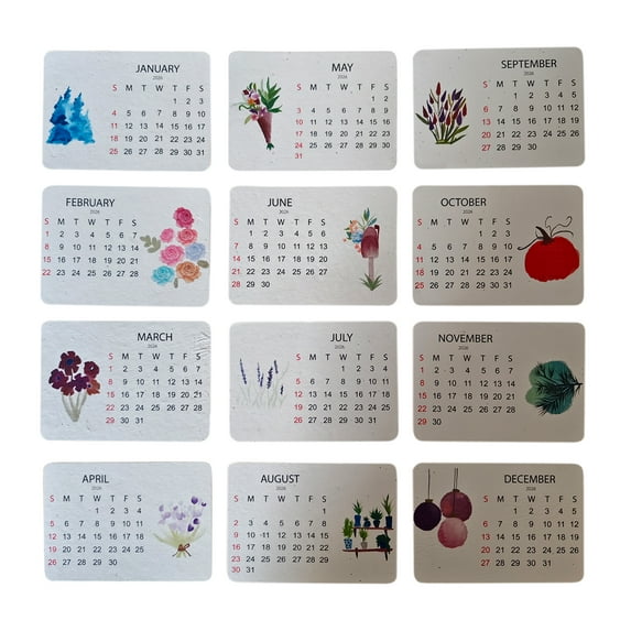 Eco-Friendly Plantable Seed Calendar 2026 - Biodegradable Monthly Planner with Wildflower, Herb & Fruit Seeds for Homes to Live In, Gardening & Decor