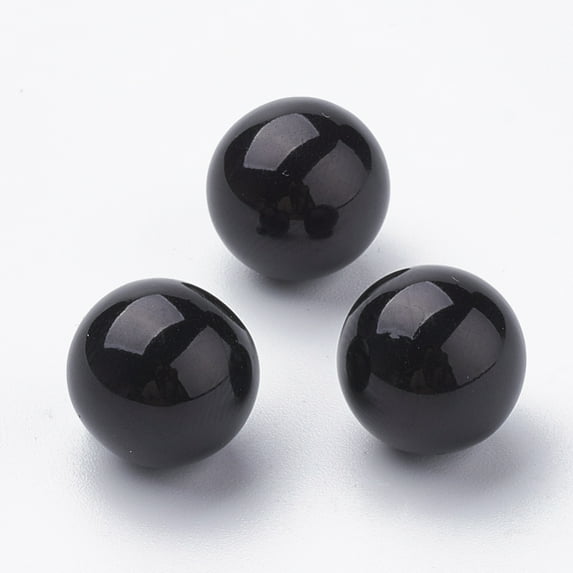 Eco-Friendly Plastic Imitation Pearl Beads High Luster Grade A No Hole Beads Round Black 8mm