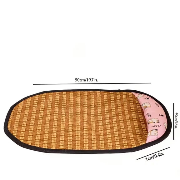 Eco-Friendly Rattan Pet Cooling Mat with Soft Pillow for Cats and Dogs - Summer Comfort Solution