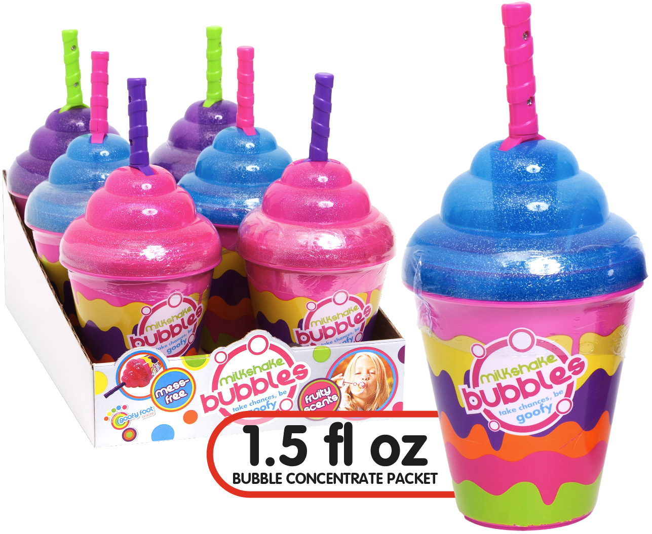 Goofy Foot Designs Milkshake Bubble Toy  Battery-Free Fun with 3 Bubble Concentrates