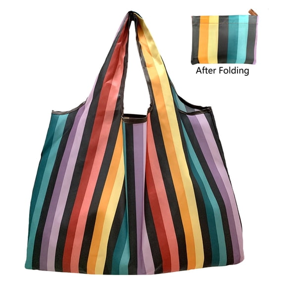 Eco Friendly Reusable Shopping Bags, Multicolor Foldable Tote for Grocery, Travel, Beach & Storage, Durable Polyester Machine Washable and Ripstop, 20.6*25.7 Inch, By Preplabs