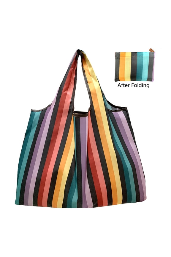 Eco Friendly Reusable Shopping Bags, Multicolor Foldable Tote for Grocery, Travel, Beach & Storage, Durable Polyester Machine Washable and Ripstop, 20.6*25.7 Inch, By Preplabs
