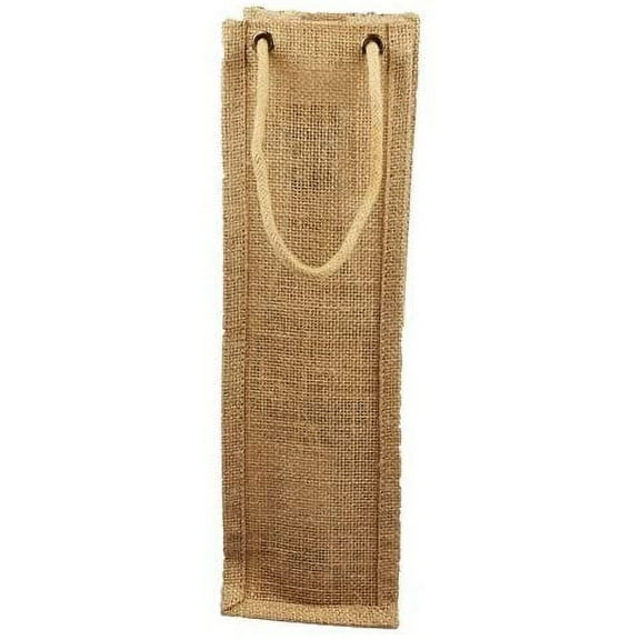 Eco-Friendly Reusable Single Bottle Burlap Jute Wine Gift Bag with Rope Handle - Natural (1Pc)