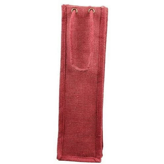 Eco-Friendly Reusable Single Bottle Burlap Jute Wine Gift Bag with Rope Handle - Red (Pack of 12)