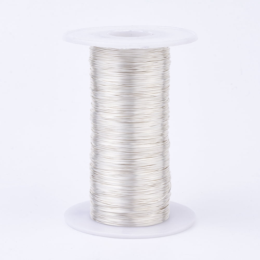 Eco-Friendly Round Copper Wire Copper Beading Wire for Jewelry Making Long-Lasting Plated Silver 22 Gauge 0.6mm about 721.78 Feet(220m)/500g