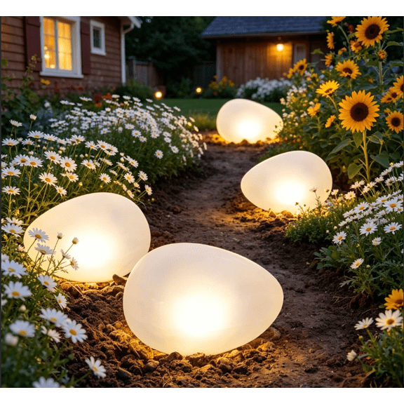 Eco-Friendly Solar Glass Garden Pebbles, Waterproof LED Pebble Lights Outdoor, Solar Powered Landscape Stone Lighting for Garden Pathway Walkway Patio Yard Lawn Decor