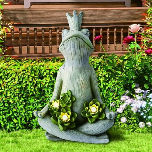 Eco-Friendly Solar Lights with LED Garden Statue Yoga Frog Sustainable Eco-Friendly Solar Lights with LED Sustainability Sculpture Courtyard Balcony Home Decoration20" Tall$$Tools & Hardware Other