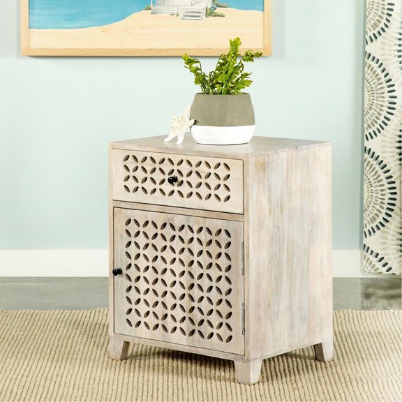 Eco - Friendly Solid Mango - Decorative Lattice Design for Style - Bedroom or Living Room Use - Clutter - Free Tabletop