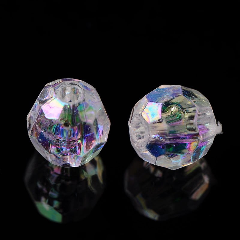 Eco-Friendly Transparent Acrylic Beads Faceted Round AB color Clear AB 6mm Hole: 1mm about 5000pcs/500g