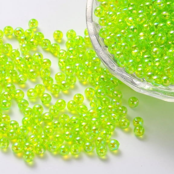 Eco-Friendly Transparent Acrylic Beads Round AB Color Lawn Green 6mm Hole: 1.5mm 4000pcs/500g
