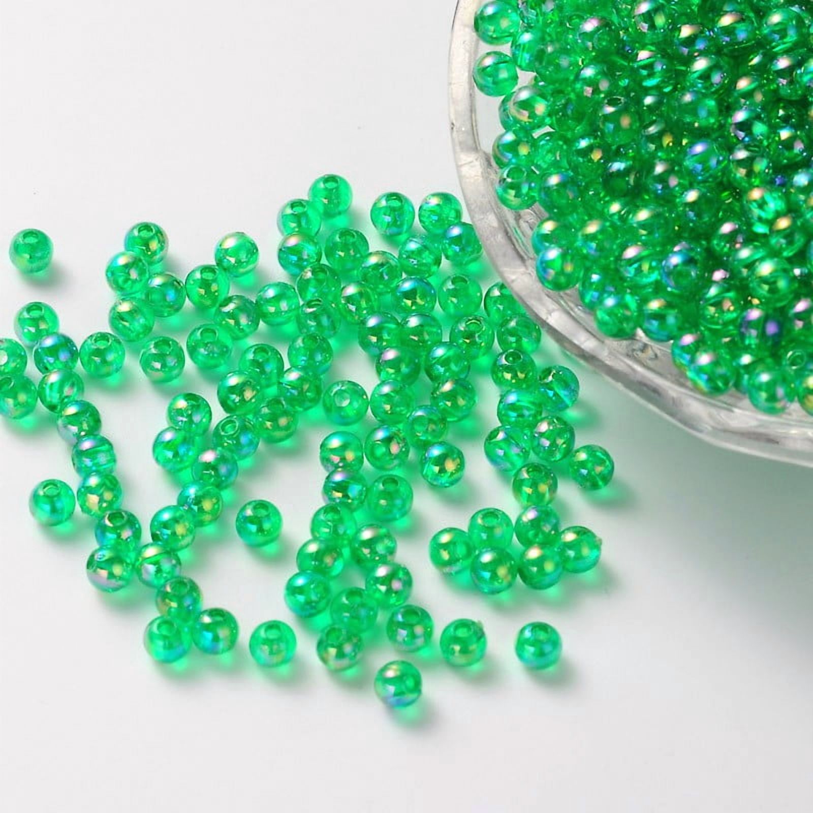 Eco-Friendly Transparent Acrylic Beads Round AB color Lime Green 8mm Hole: 1.5mm 2000pcs/500g