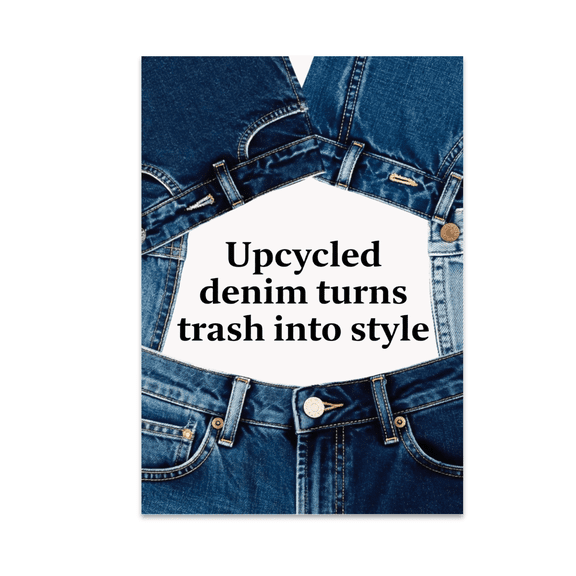 Eco-Friendly Wall Decor - Upcycled Denim Chic - 13x19 Poster Print