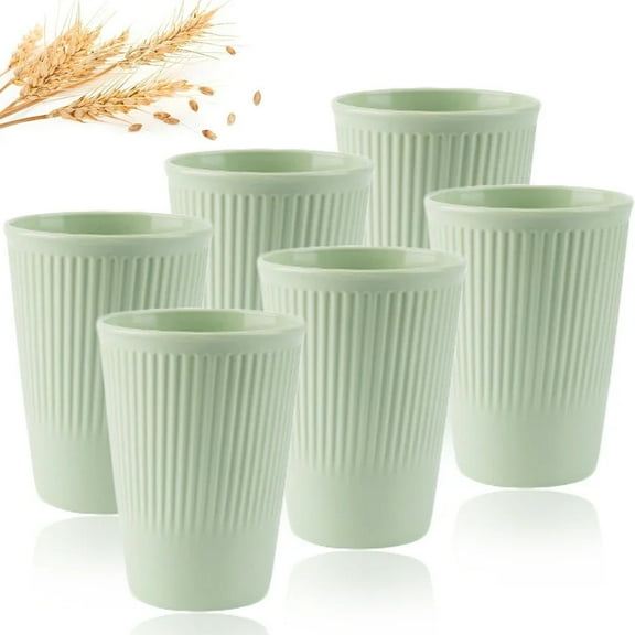 Eco-Friendly Wheat Straw 6Pcs/Set Unbreakable Multi-Purpose Drinking Cups Biodegradable Round Toothbrush Cup BPA-Free