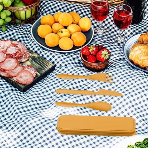 Eco-Friendly Wheat Straw Cutlery Set, Reusable BPA Free Utensils, Lightweight Durable Travel Gear, Knife Fork Spoon, For Outdoor Camping Picnics, On The Go Meals, Sustainable Dining Akmoler