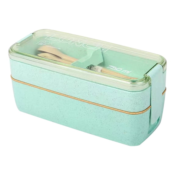 Eco-Friendly Wheat Straw Lunch Box, Double Layer Bento with Transparent Lid, Leakproof Snap Closure, Plastic & Natural Material for Home, Office & C