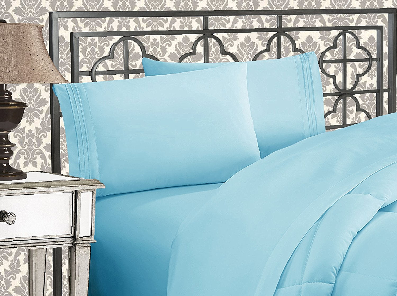 Eco Friendly Wrinkle Free Sheets California King Twin Aqua Blue
