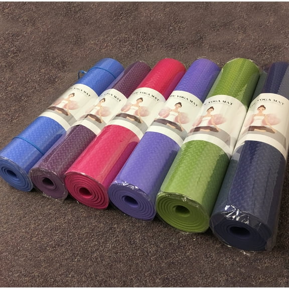 Eco Friendly Yoga Premium Mat With Strap Carrier Included Non-Slip Durable TPE Thickness 1/4'' Durable Mat 72''24'' Plum