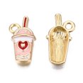 thumbnail image 1 of Eco-Friendly Zinc Alloy Milkshake Pendants with Enamel Cadmium Free & Nickel Free & Lead Free Golden Pink 20x10.5x2mm Hole: 2mm DIY, 1 of 2
