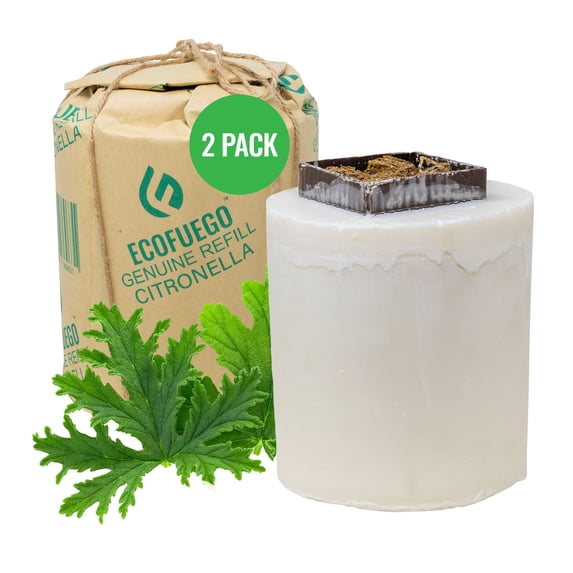 Eco Fuego Fire Pit Wax Refill - Biodegradable Vegetable Wax, Sustainable and Clean Burning. Each Refill Lasts up to 8 Hours – Citronella (Pack of 2)