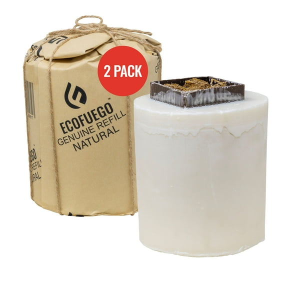 Eco Fuego Fire Pit Wax Refill - Biodegradable Vegetable Wax, Sustainable and Clean Burning. Each Refill Lasts up to 8 Hours Natural Wax Refill (Pack of 2)
