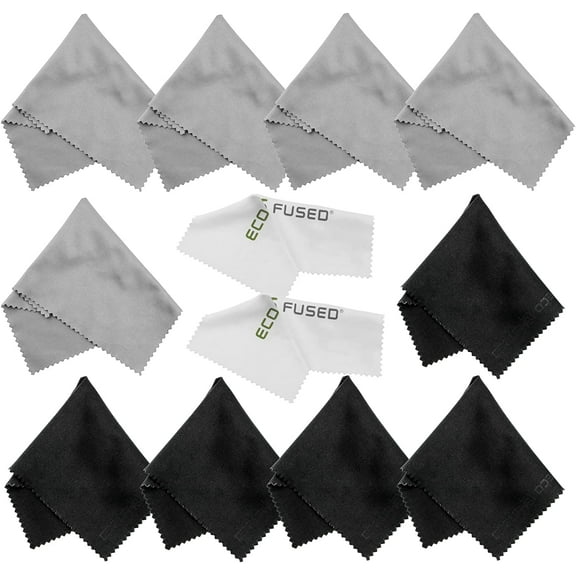 Eco-Fused Microfiber Cleaning Cloths - 12 Pack - for, Black, Size No Size