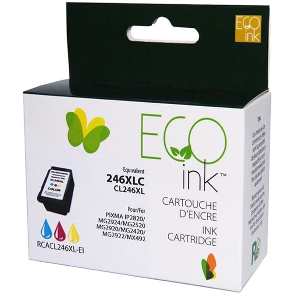 Eco Ink Ink Cartridge, Remanufactured for Canon CL246XL / 8280B001AA, Color, 300 Pages, 1 Pack