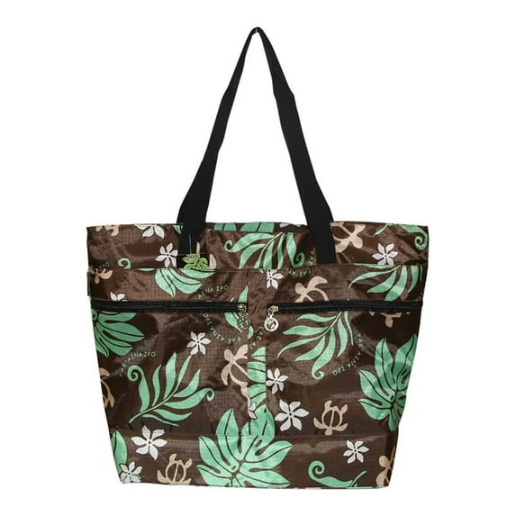 Eco Islands Beach Tote Bag MONSTERA w/Honu, Green
