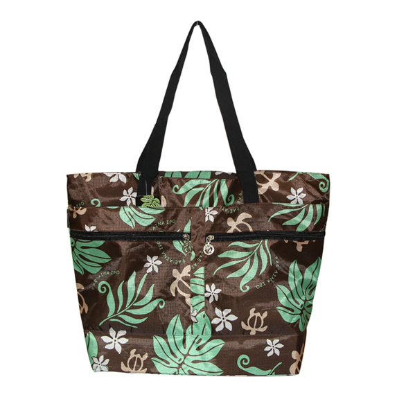Eco Islands Beach Tote Bag MONSTERA w/Honu, Green