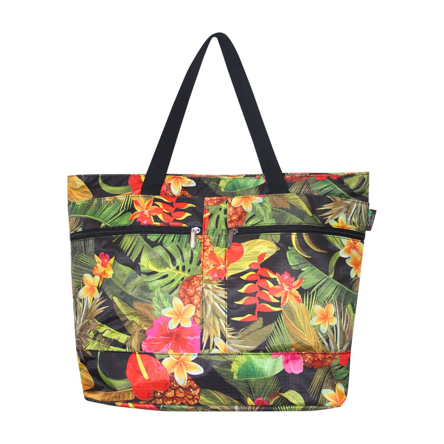 Eco Islands Beach Tote Bag TROPICAL GARDEN-Black