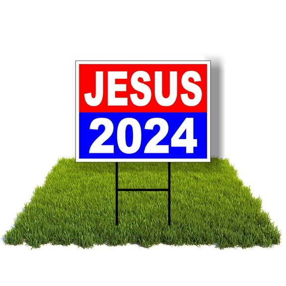 Eco JESUS 2024 1 Double Sided 12x16 in Yard Road Sign w/Stand