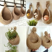 Eco Jute Teardrop-shaped Hanging Basket Wall Hanger for Vegetable, Fruit, Dried Flower, Plant