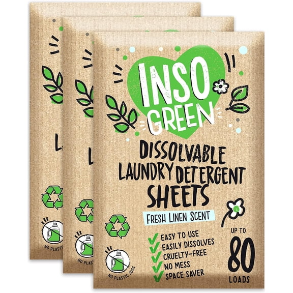 Eco Laundry Detergent Sheets (3 Pack) 240 Loads - No Plastic Jugs, Washer Sheets Detergent - Laundry Strips & Travel Laundry Detergent  120 Sheets