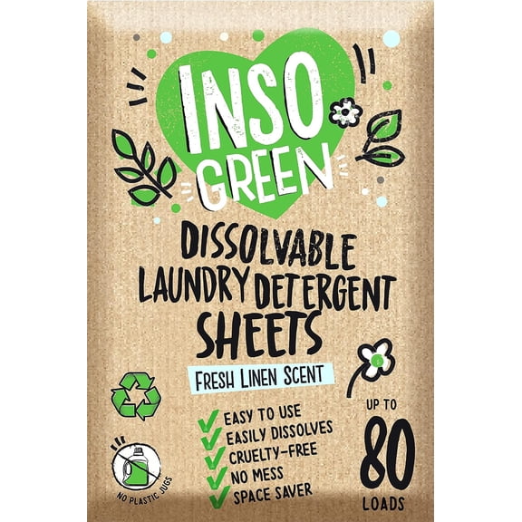 Eco Laundry Detergent Sheets - 80 Loads Laundry Sheets Detergent - 40 No Plastic Jug Washer Soap Sheet, @ No Mess & Space-Saving Travel Friendly Laundry Detergent # !