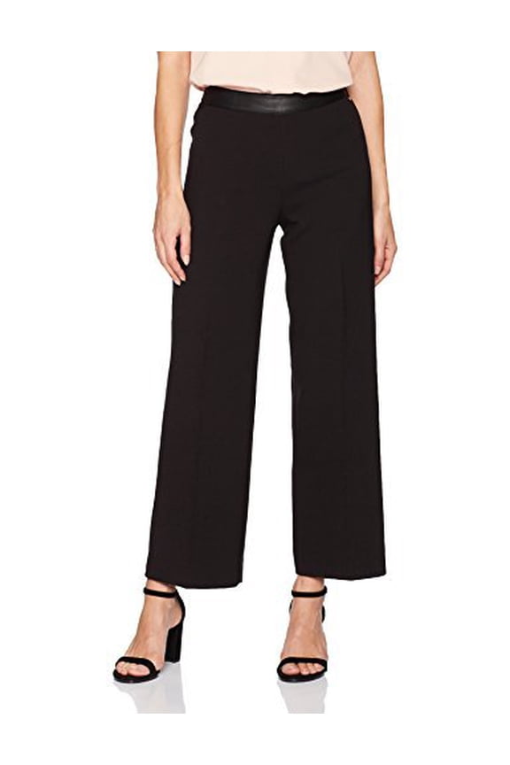 Eco Leather Detailed Solid Trouser Black 0