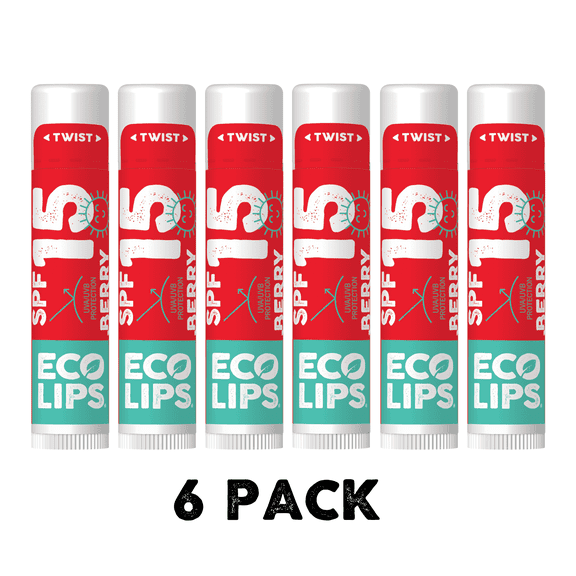 Eco Lips Classic Berry Broad Spectrum SPF 15 Sunscreen Lip Balm, 6 Pack