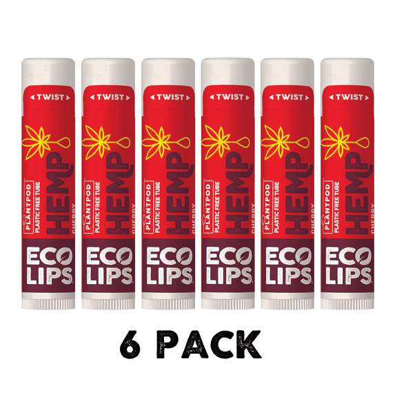 Eco Lips Hemp Seed Oil Cherry Organic Lip Balm, 6 Pack