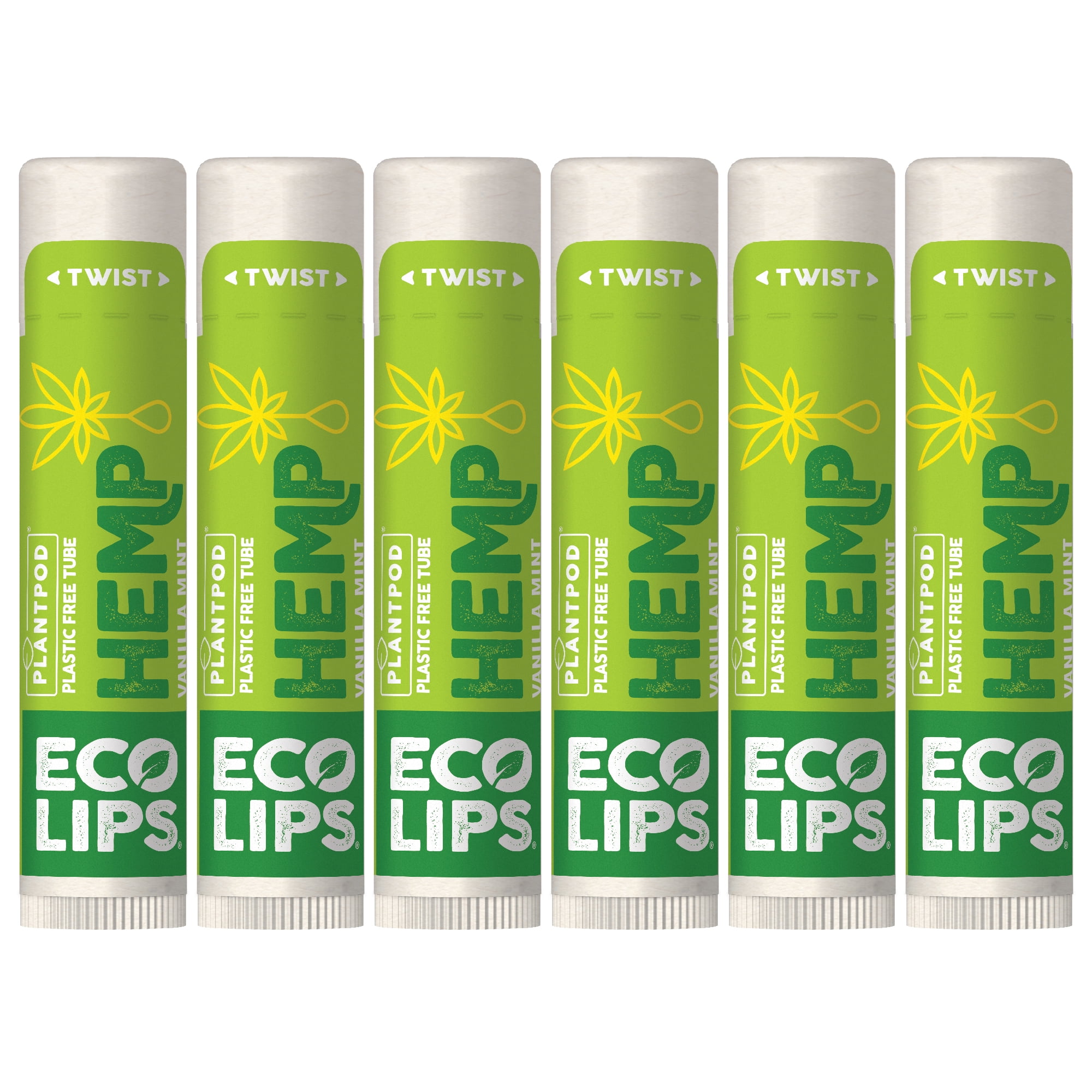 Eco Lips Hemp Vanilla Mint Plant Pod® Organic Lip Balm, 6 Pack