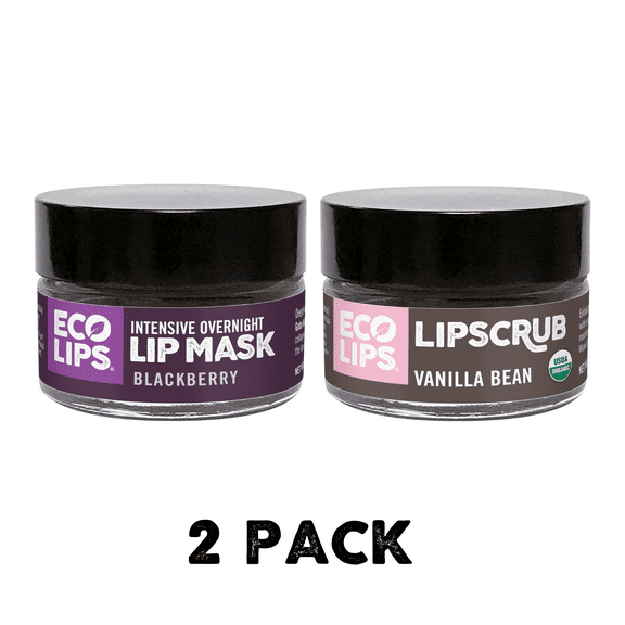 Eco Lips Intensive Overnight Lip Mask & Organic Vanilla Bean Sugar Lip Scrub, 2 Count Per Pack