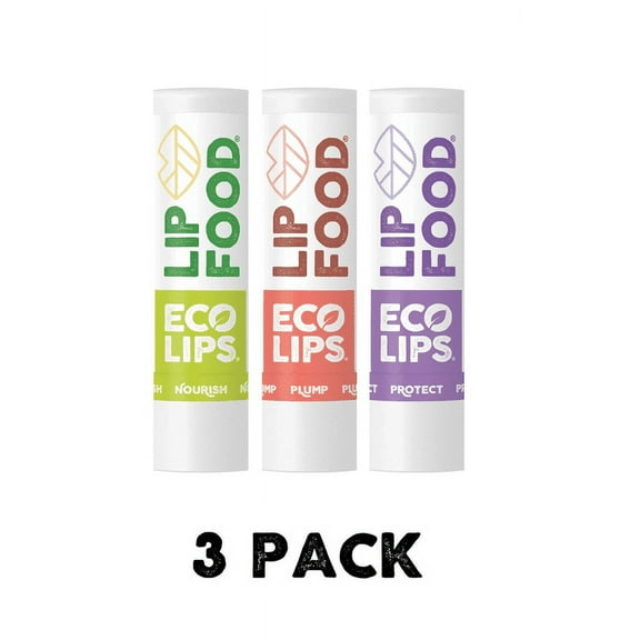 Eco Lips LIP FOOD Variety Organic Lip Balm, 3 Pack