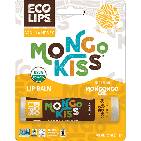Eco Lips Mongo Kiss Organic Hydrating, Moisturizing Lip Balm, Vanilla Honey 0.25 oz.